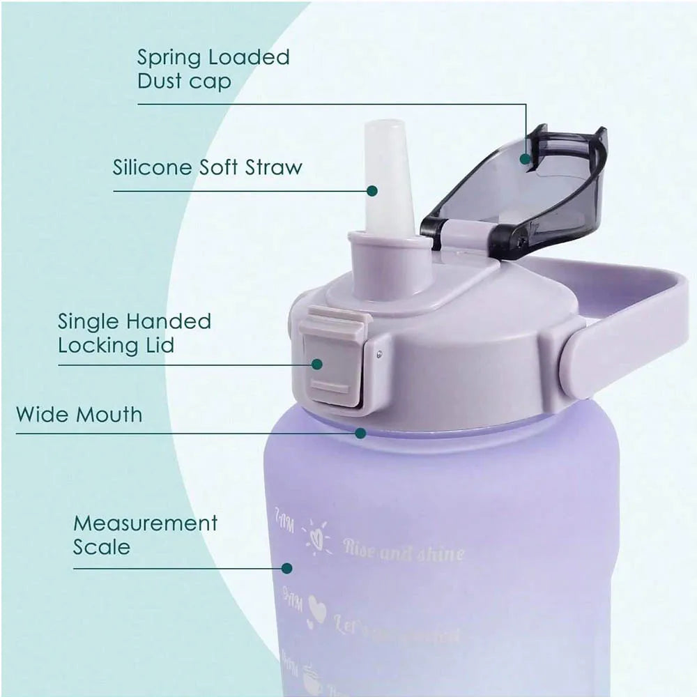Hydra‑Track Water Bottle – 2 L motivational bottle with time marker