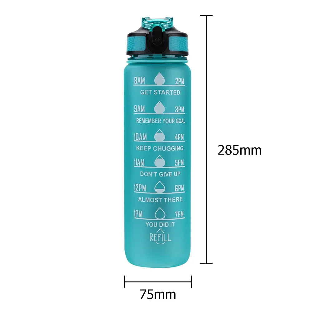 Hydra‑Smart Motivational Bottle – 1 L with time markers & one‑touch lid