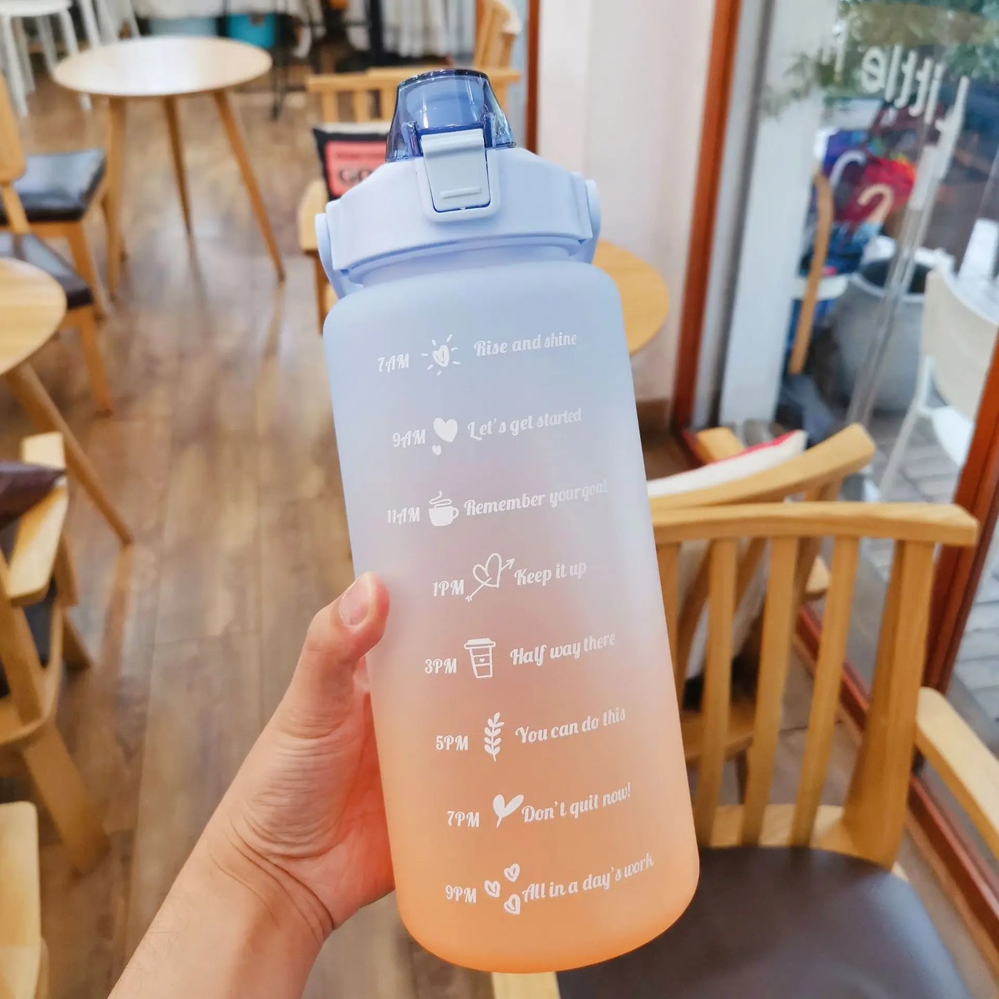 Hydra‑Track Water Bottle – 2 L motivational bottle with time marker