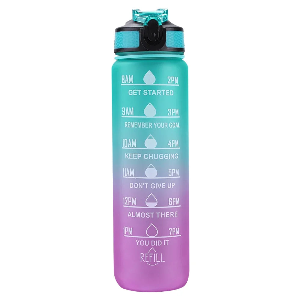 Hydra‑Smart Motivational Bottle – 1 L with time markers & one‑touch lid