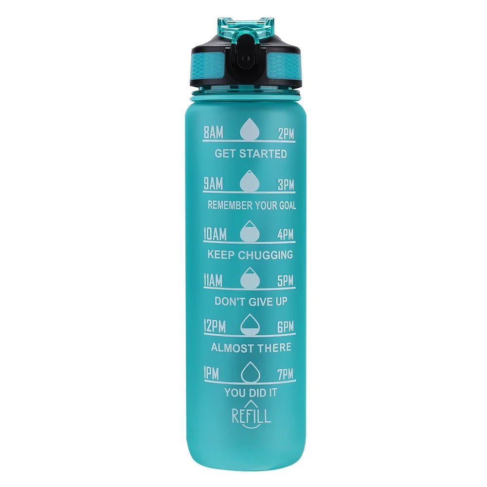 Hydra‑Smart Motivational Bottle – 1 L with time markers & one‑touch lid