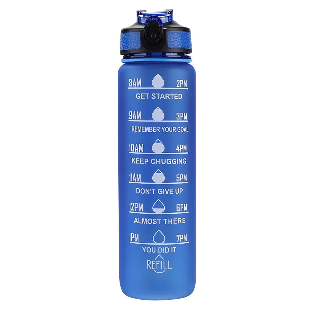 Hydra‑Smart Motivational Bottle – 1 L with time markers & one‑touch lid