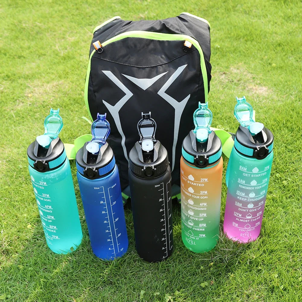 Hydra‑Smart Motivational Bottle – 1 L with time markers & one‑touch lid
