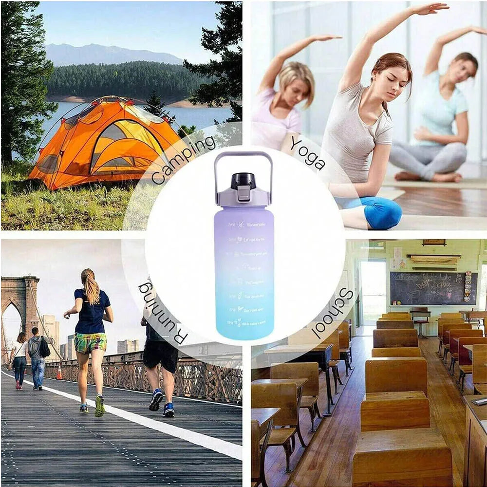 Hydra‑Track Water Bottle – 2 L motivational bottle with time marker