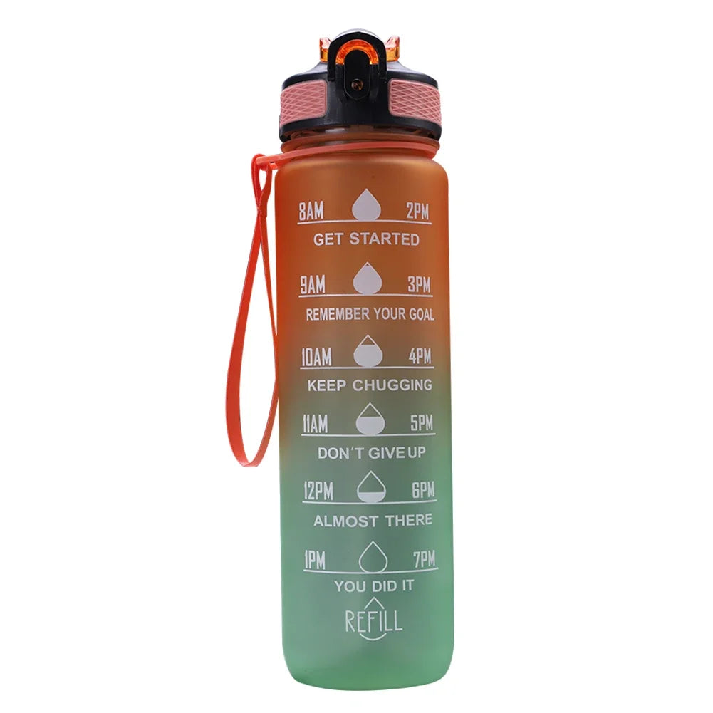 Hydra‑Smart Motivational Bottle – 1 L with time markers & one‑touch lid