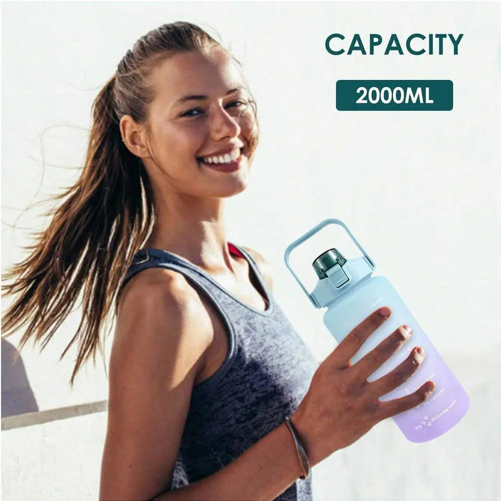 Hydra‑Track Water Bottle – 2 L motivational bottle with time marker