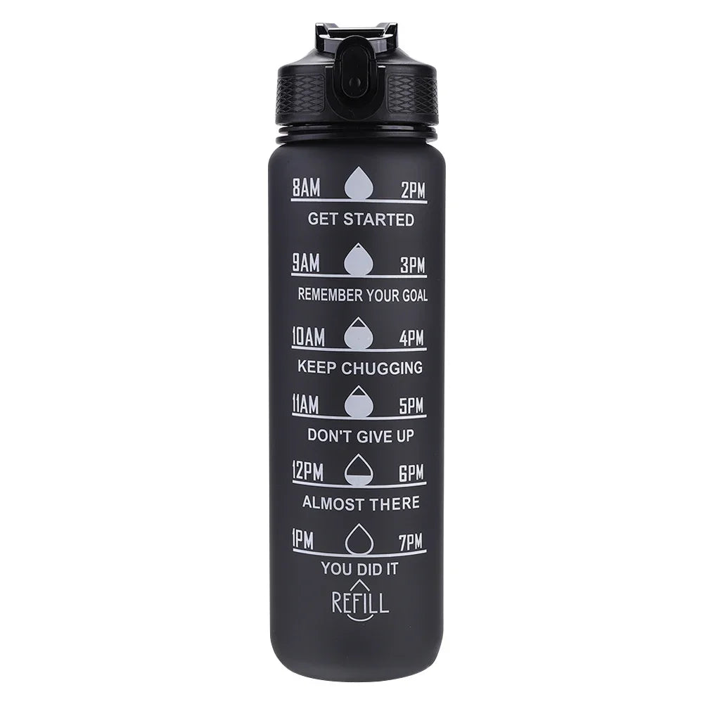 Hydra‑Smart Motivational Bottle – 1 L with time markers & one‑touch lid