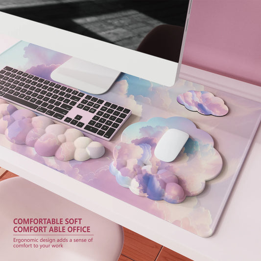 CloudPad Komplettset – Ergonomische Tastatur-Handgelenkauflage mit Memory-Schaum & Soft-Leder Gaming / Office
