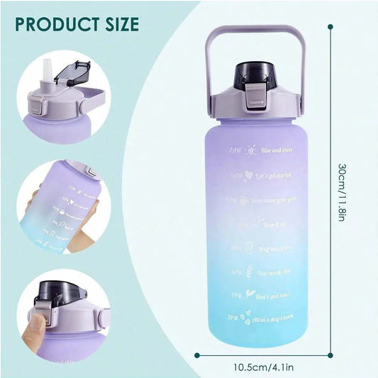 Hydra‑Track Water Bottle – 2 L Motivations‑Flasche mit Zeitmarkierung