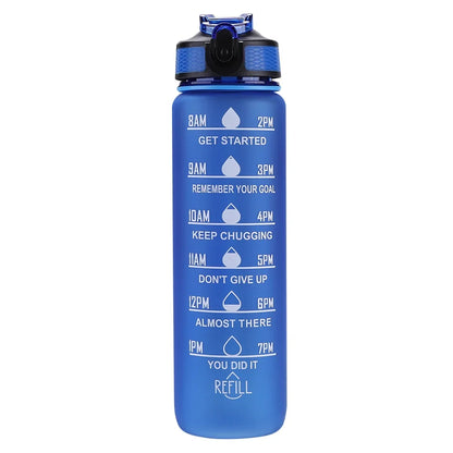Hydra‑Smart Motivational Bottle – 1 L with time markers &amp; one‑touch lid