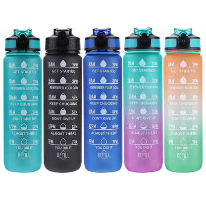 Hydra‑Smart Motivational Bottle – 1 L with time markers &amp; one‑touch lid