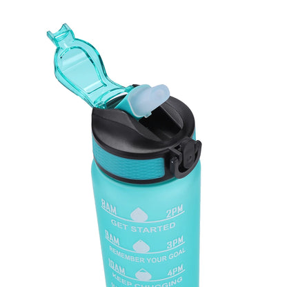 Hydra‑Smart Motivational Bottle – 1 L with time markers &amp; one‑touch lid