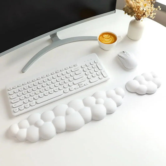 CloudPad Komplettset – Ergonomische Tastatur-Handgelenkauflage mit Memory-Schaum & Soft-Leder Gaming / Office