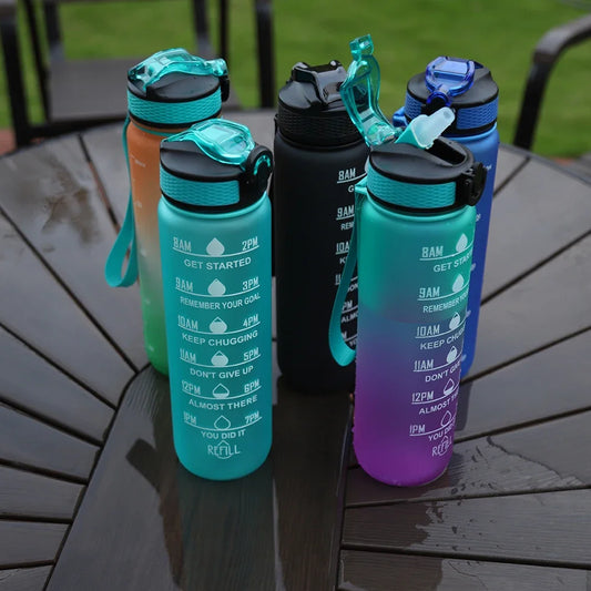 Hydra‑Smart Motivations‑Flasche – 1 L mit Zeitmarkierungen & one‑touch Deckel