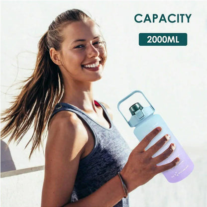 Hydra‑Track Water Bottle – 2 L motivational bottle with time marker